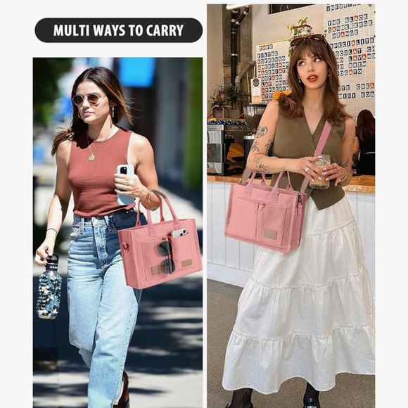 🩷 Women’s Canvas Tote Purse Crossbody with Pockets NEW - Picture 2 of 7